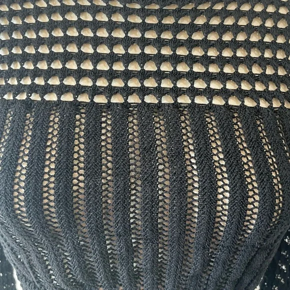 Fashion Nova Black Crochet Long-Sleeve Crop Top - Picture 3 of 4